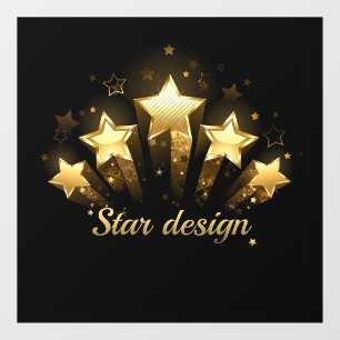Five gold stars on black