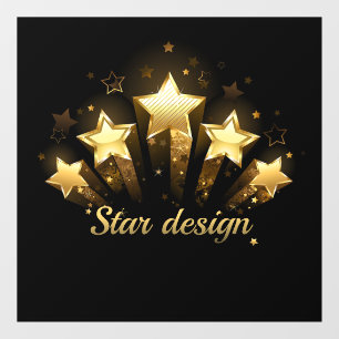 Five gold stars on black