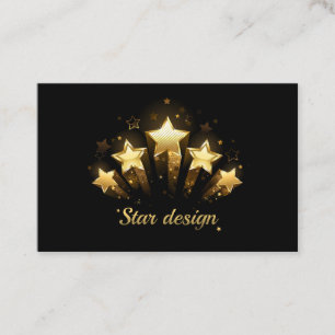 Five gold stars on black business card