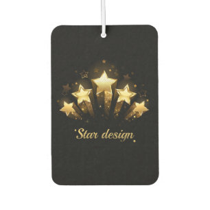Five gold stars on black car air freshener