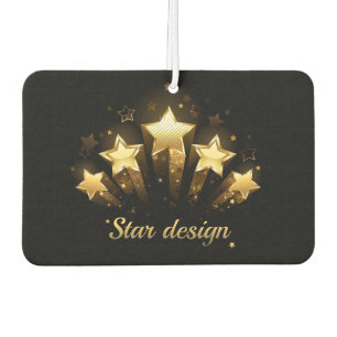 Five gold stars on black car air freshener