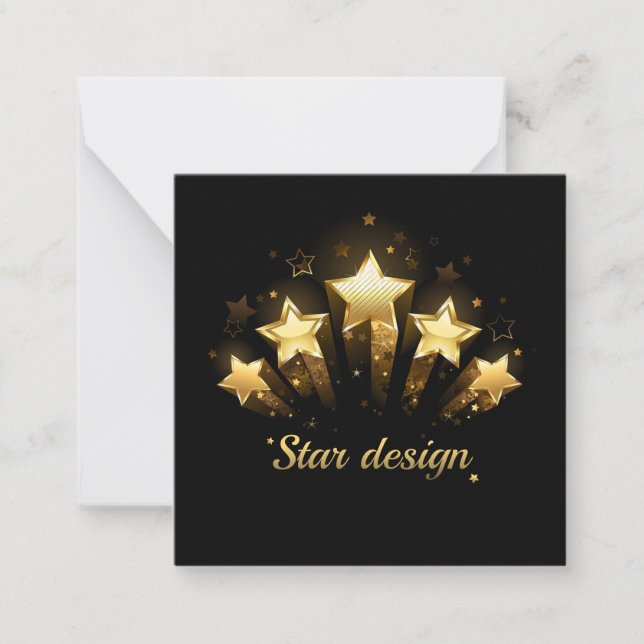 Five gold stars on black card (Front)