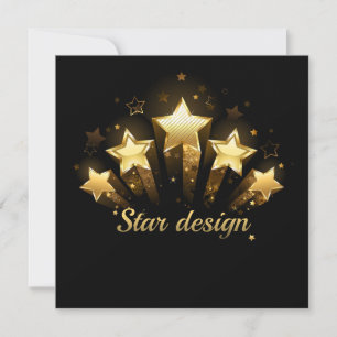 Five gold stars on black card