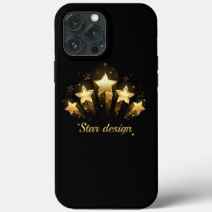 Five gold stars on black iPhone 13 pro max case