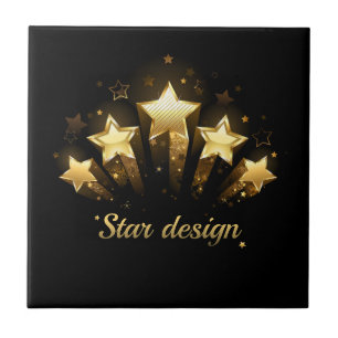Five gold stars on black ceramic tile