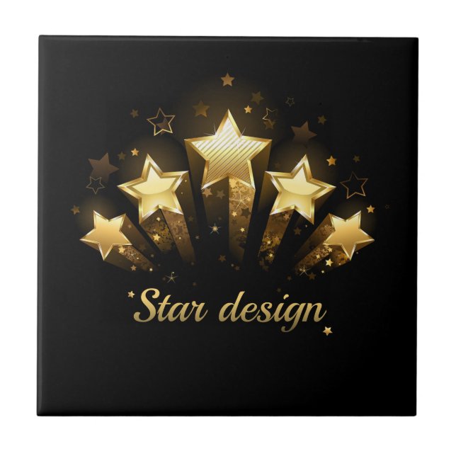 Five gold stars on black ceramic tile (Front)