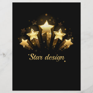 Five gold stars on black custom letterhead