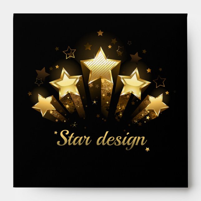 Five gold stars on black envelope (Front)