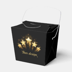 Five gold stars on black favour box