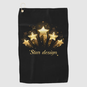 Five gold stars on black golf towel