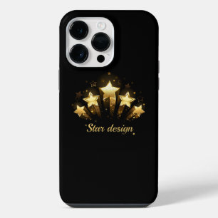 Five gold stars on black iPhone 14 pro max case