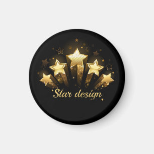 Five gold stars on black magnet