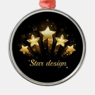 Five gold stars on black metal ornament