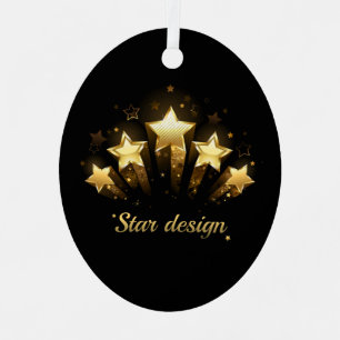 Five gold stars on black metal tree decoration
