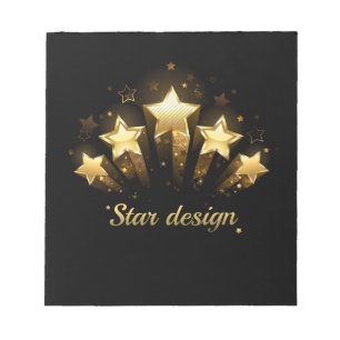 Five gold stars on black notepad