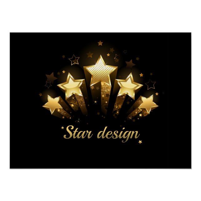 Five gold stars on black poster (Front)