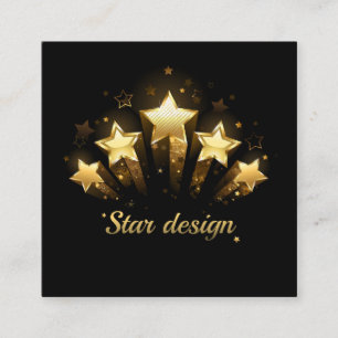 Five gold stars on black square business card