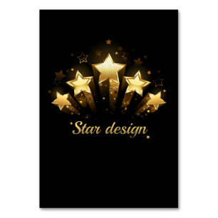 Five gold stars on black table number