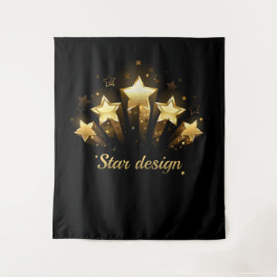 Five gold stars on black tapestry