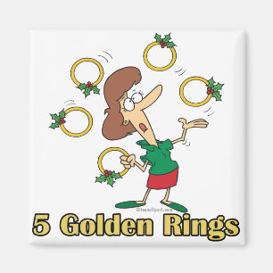 five golden gold rings 5th fifth day of christmas magnet