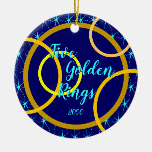 Five Golden Rings - Custom year Ceramic Ornament