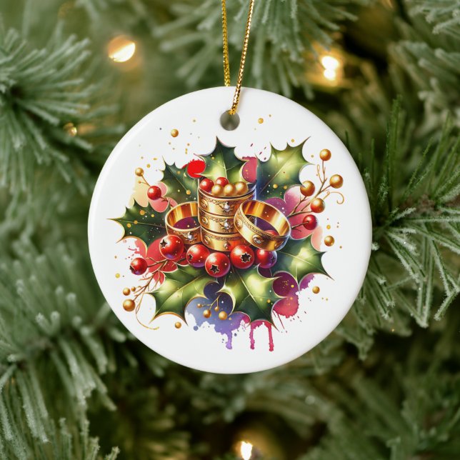 Five Golden Rings | Twelve Days of Christmas Ceramic Ornament (Tree)