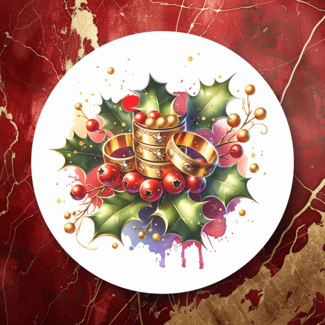 Five Golden Rings | Twelve Days of Christmas Classic Round Sticker (Creator Uploaded)