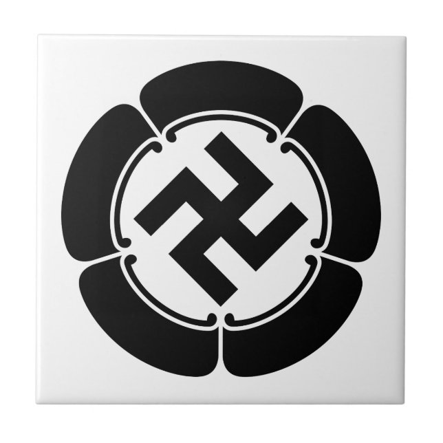 Five Gourd Crest with Five-Way Divided Manji Ceramic Tile (Front)