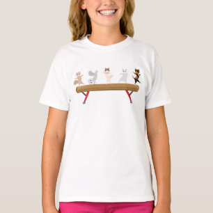 Five Gymnastics Cats on Beam T-Shirt
