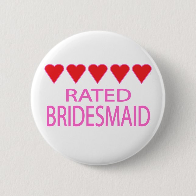 Five Heart Bridesmaid 6 Cm Round Badge (Front)