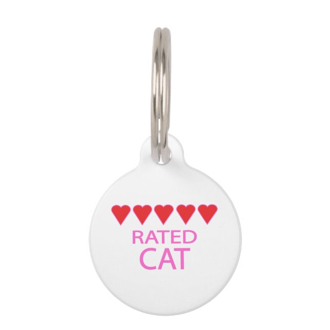Five Heart Cat Pet Tag (Front)