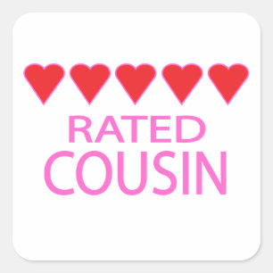 Five Heart Cousin Square Sticker