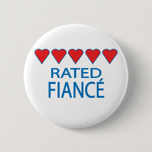 Five Heart Fiancé 6 Cm Round Badge