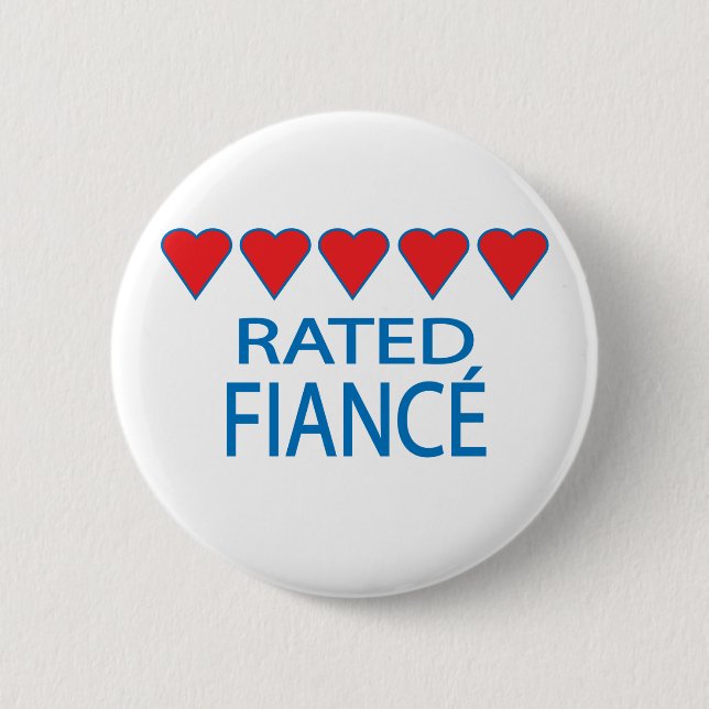 Five Heart Fiancé 6 Cm Round Badge (Front)