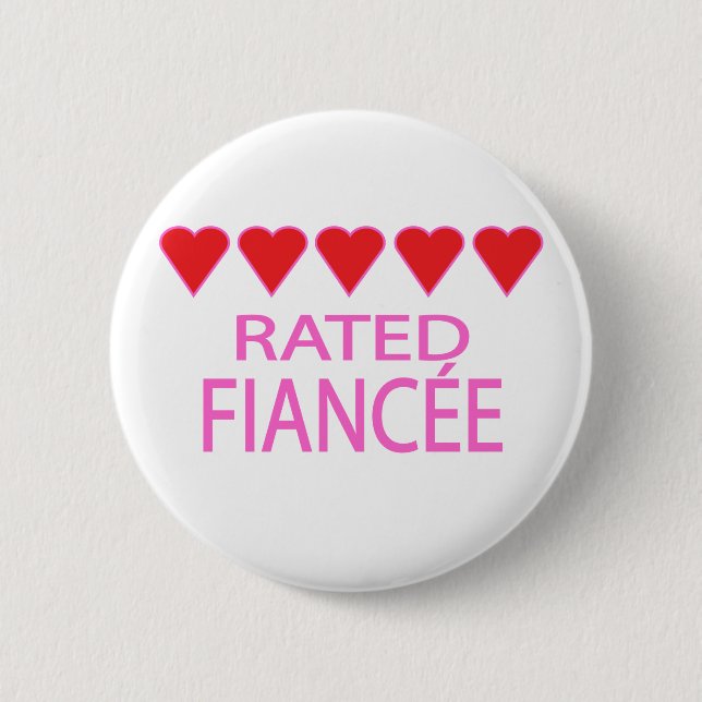 Five Heart Fiancée 6 Cm Round Badge (Front)