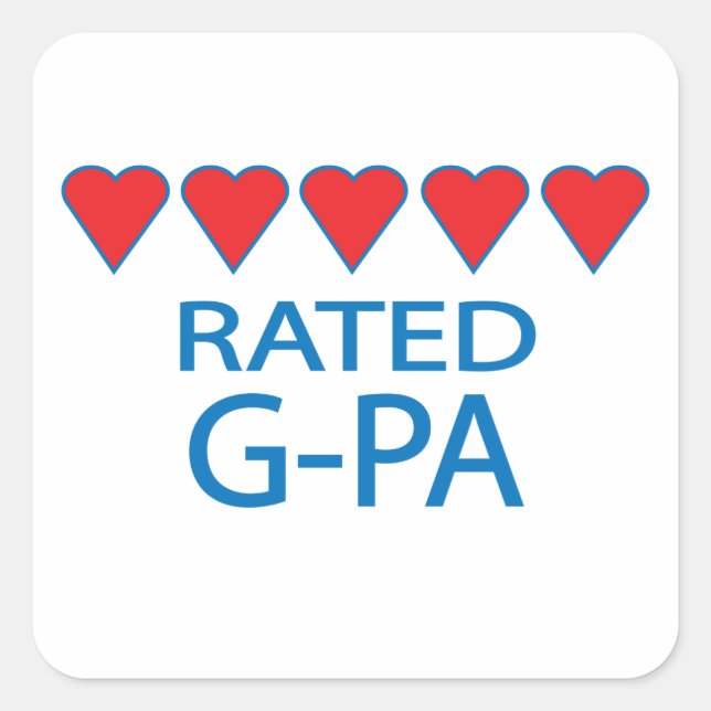 Five Heart G-Pa Square Sticker (Front)