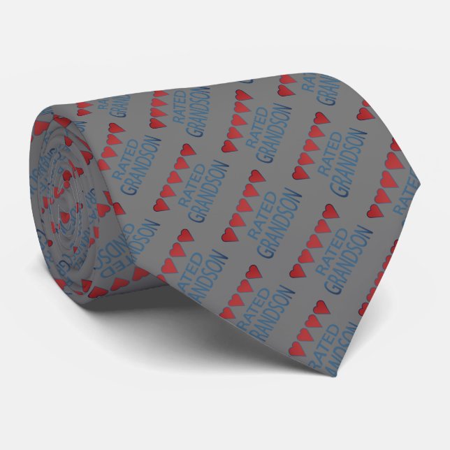 Five Heart Grandson Tie (Rolled)