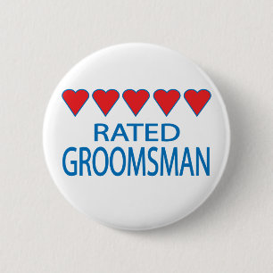 Five Heart Groomsman 6 Cm Round Badge