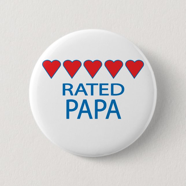 Five Heart Papa 6 Cm Round Badge (Front)