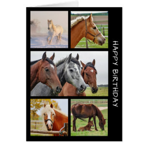 Five HORSE Photo Birthday Collage Birthday Card