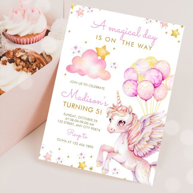 Five Is A Magical Vibe Unicorn 5th Birthday Invitation (Creator Uploaded)