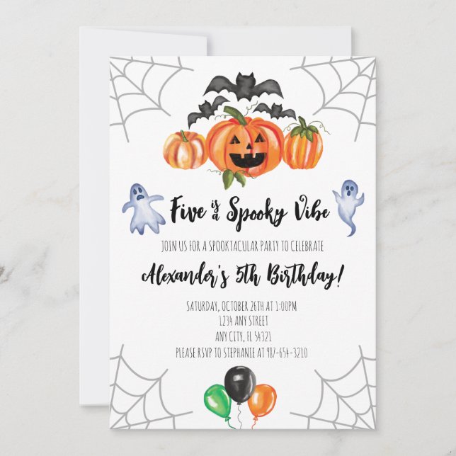 Five is a Spooky Vibe 5th Birthday Invitation (Front)