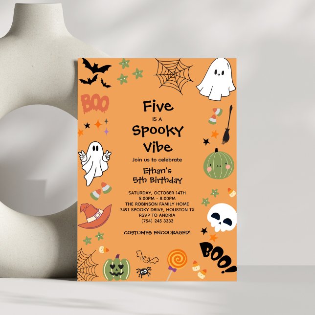 Five is a Spooky Vibe Halloween 5th Birthday Invitation (Five is a Spooky Vibe Halloween 5th Birthday Invitation )