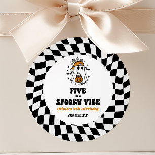 Five Is A Spooky Vibe Halloween 5th Birthday Party Classic Round Sticker