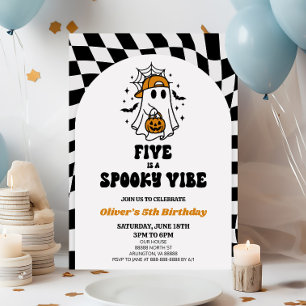 Five Is A Spooky Vibe Halloween 5th Birthday Party Invitation