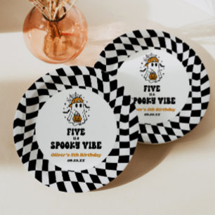 Five Is A Spooky Vibe Halloween 5th Birthday Party Paper Plate