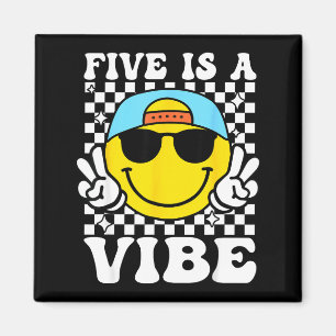 Five Is A Vibe 5th Birthday Groovy Boys Girls 5 Ye Magnet