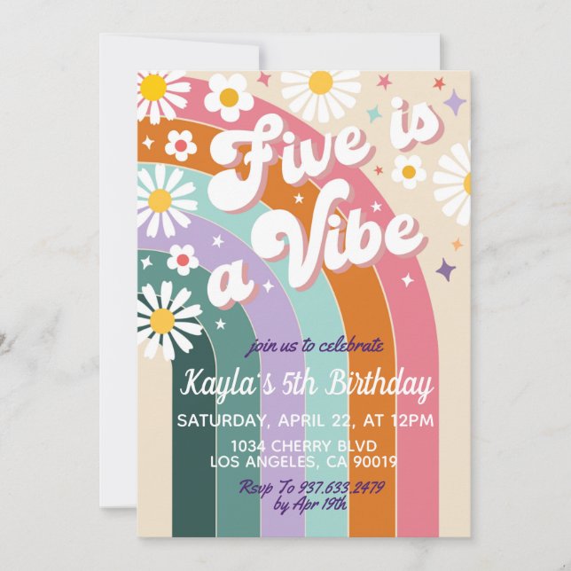 Five is a Vibe 5th Birthday Invitation (Front)