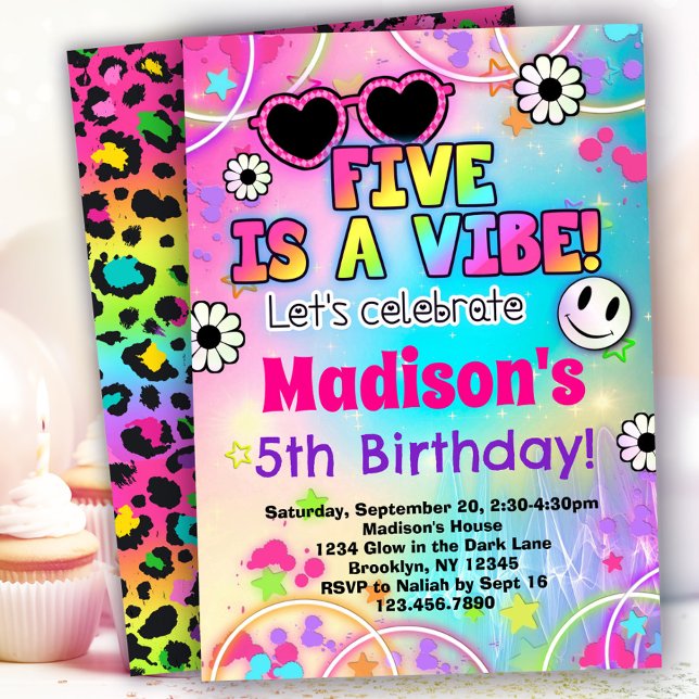 Five is a Vibe 5th Birthday Invitation for Girls (Creator Uploaded)