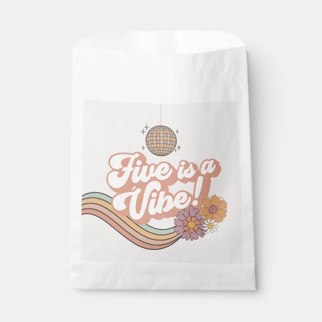 Five is a Vibe 5th birthday party plates Favour Bag (Front)